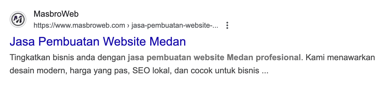 Contoh Hasil Pengaturan Deskripsi Meta dan Tag Judul